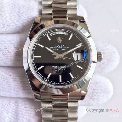 High Quality Copy Rolex Day-Date 40MM Watch MingZhu Movement Stainless Steel Black Face